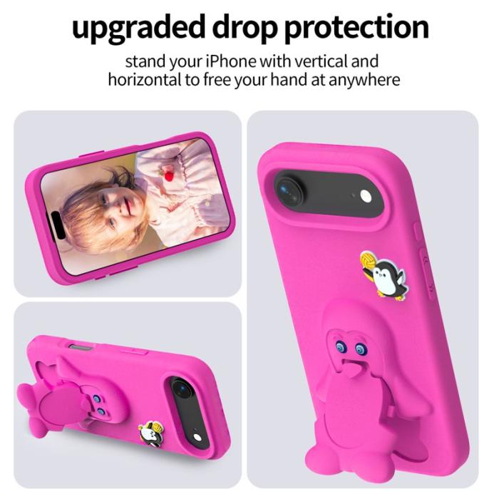 OEM - Penguin iPhone Air Case Kickstand Shockproof EVA - Rosa