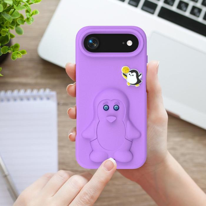 OEM - Penguin iPhone Air Fodral Kickstand Stöttålig EVA - Lila