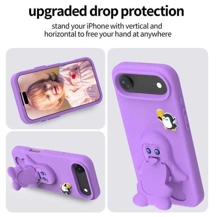 OEM - Penguin iPhone Air Fodral Kickstand Stöttålig EVA - Lila