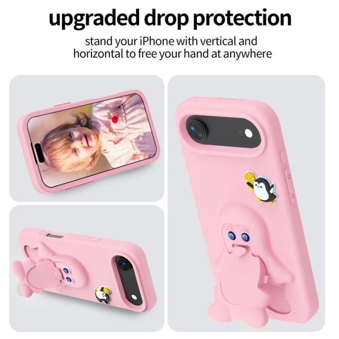 OEM - Penguin iPhone Air Fodral Kickstand Stöttålig EVA - Rosa