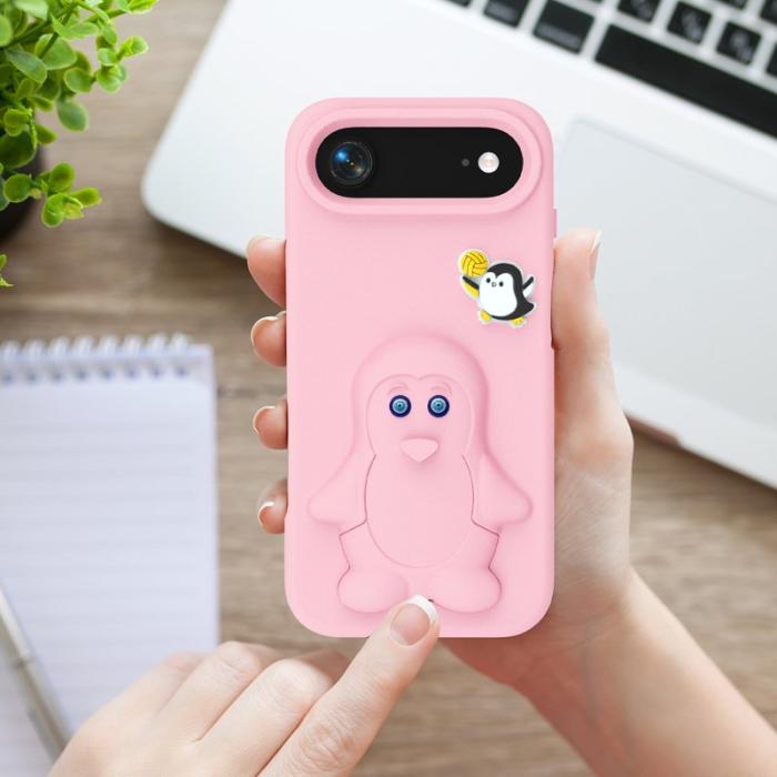 OEM - Penguin iPhone Air Fodral Kickstand Stöttålig EVA - Rosa