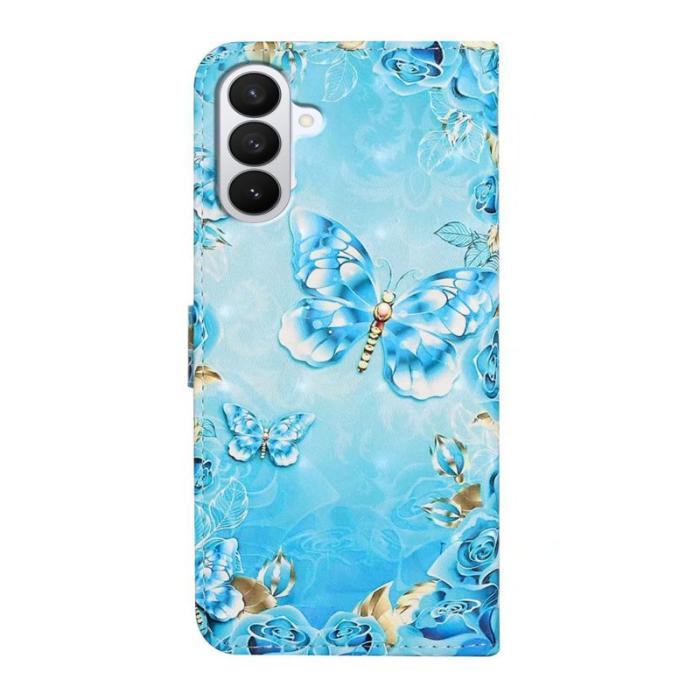 OEM - 3D Creative Samsung Galaxy S26 Pro Skal PU Läder Ställ - Blå Fjäril