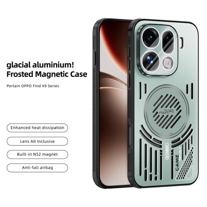 ABEEL - ABEEL Mobilskal till Oppo Find X9 Pro 5G Aluminium + PC + TPU - Ljusgrön
