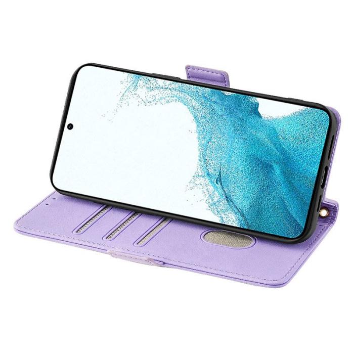 OEM - ABEEL Samsung Galaxy A35 5G Fodral Äkta Läder RFID Skydd - Lila
