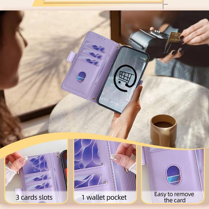 OEM - ABEEL Samsung Galaxy A35 5G Fodral Äkta Läder RFID Skydd - Lila