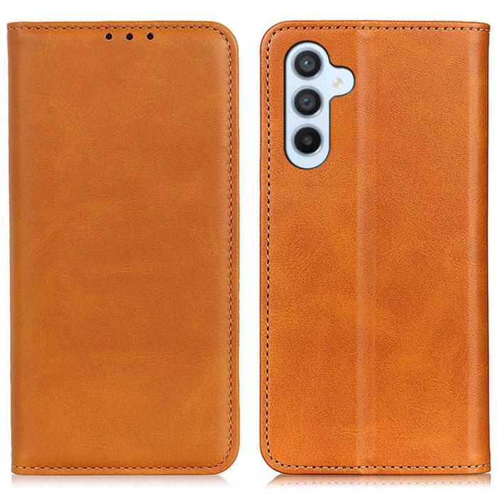 OEM - ABEEL Samsung Galaxy A55 5G Plånboksfodral Äkta Läder Magnetiskt - Brun