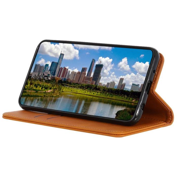 OEM - ABEEL Samsung Galaxy A55 5G Plånboksfodral Äkta Läder Magnetiskt - Brun