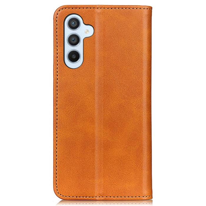 OEM - ABEEL Samsung Galaxy A55 5G Plånboksfodral Äkta Läder Magnetiskt - Brun