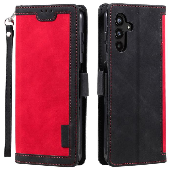 OEM - ABEEL Samsung Galaxy A55 5G Plånboksfodral Konstläder Retro - Röd