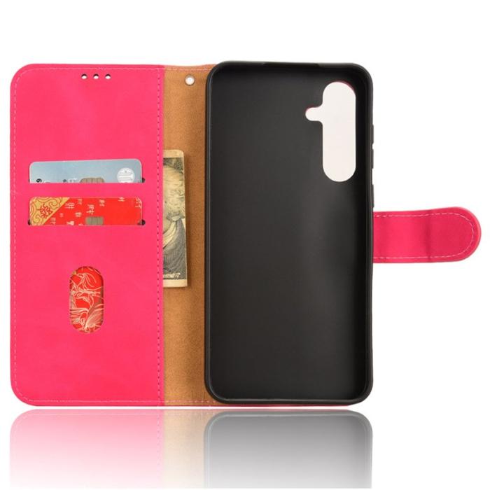 OEM - ABEEL Samsung Galaxy A55 5G Plånboksfodral Konstläder Ställ - Rosa