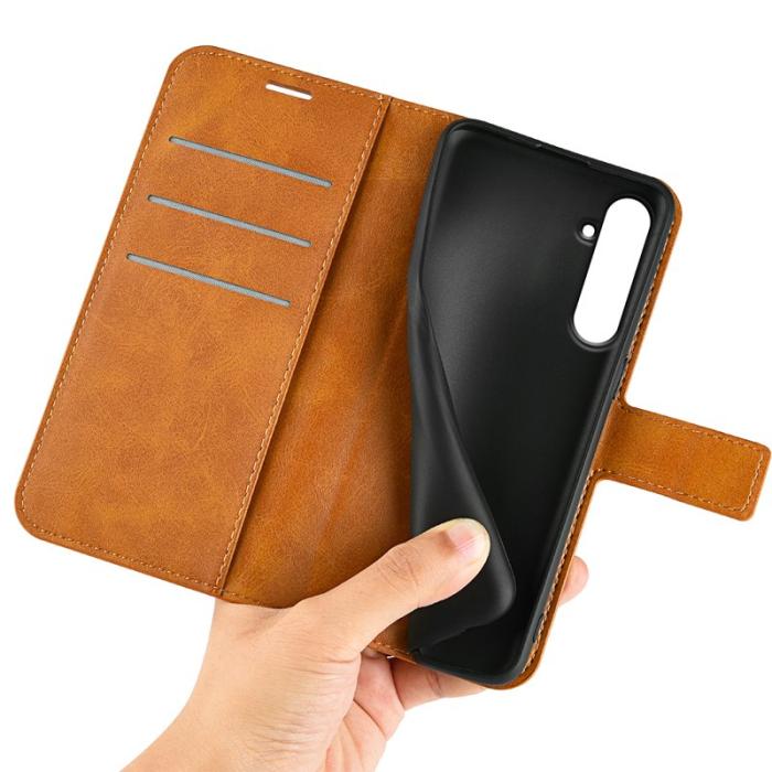 OEM - ABEEL Samsung Galaxy A55 5G Plånboksfodral Konstläder Magnetisk Flip - Gul