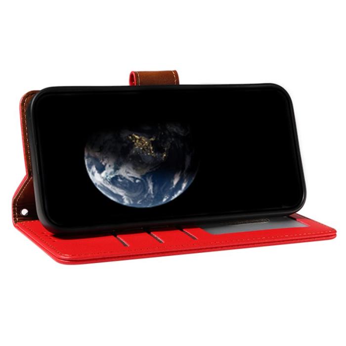 OEM - ABEEL Samsung Galaxy A55 5G Plånboksfodral Konstläder RFID Skydd - Röd