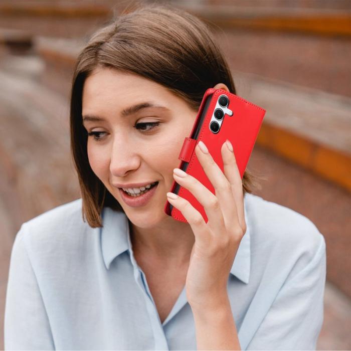 OEM - ABEEL Samsung Galaxy A55 5G Plånboksfodral Konstläder RFID Skydd - Röd