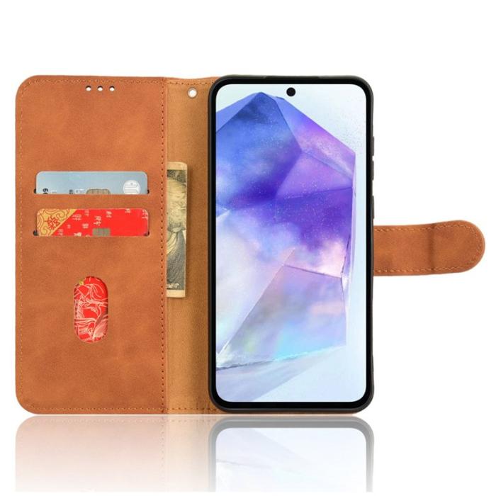 OEM - ABEEL Samsung Galaxy A55 5G Plånboksfodral Konstläder Ställ - Brun