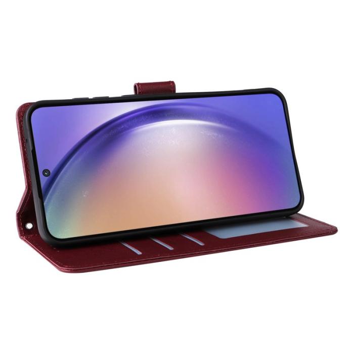 OEM - ABEEL Samsung Galaxy A55 5G Plånboksfodral Konstläder - Vinröd