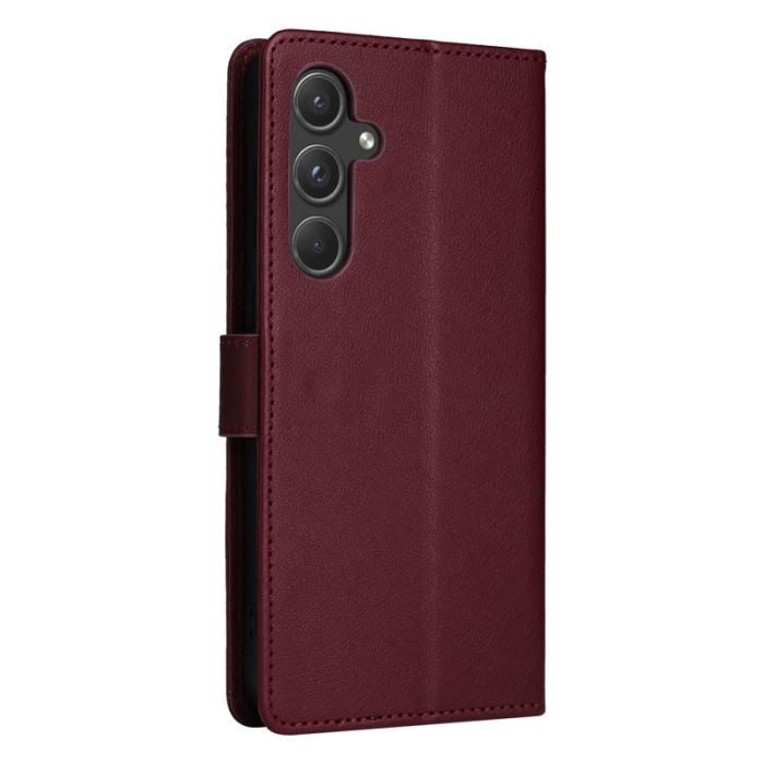 OEM - ABEEL Samsung Galaxy A55 5G Plånboksfodral Konstläder - Vinröd