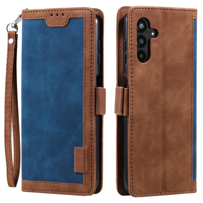 OEM - ABEEL Samsung Galaxy A55 5G Konstläder Plånboksfodral Retro Splicing - Blå