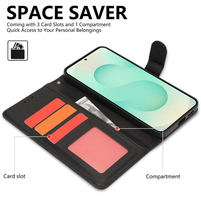 OEM - ABEEL Samsung Galaxy A55 5G Konstläder Plånboksfodral RFID-Skydd - Svart