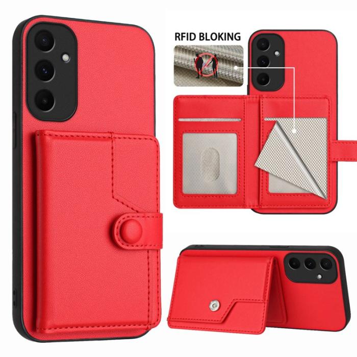 OEM - ABEEL Samsung Galaxy A55 5G Skal TPU + Konstläder - Röd