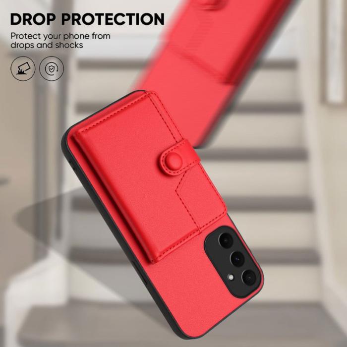 OEM - ABEEL Samsung Galaxy A55 5G Skal TPU + Konstläder - Röd