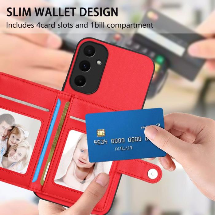 OEM - ABEEL Samsung Galaxy A55 5G Skal TPU + Konstläder - Röd