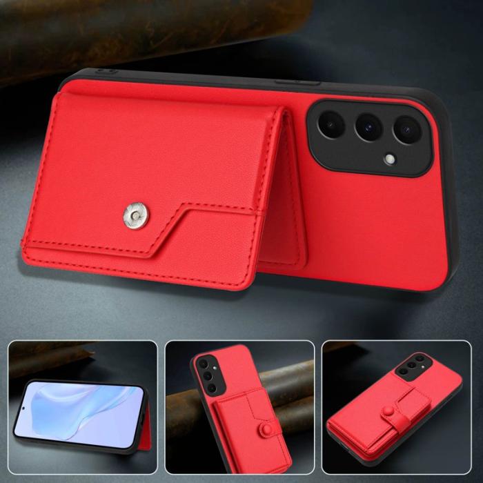 OEM - ABEEL Samsung Galaxy A55 5G Skal TPU + Konstläder - Röd