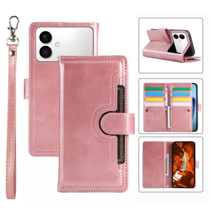 OEM - ABEEL Samsung Galaxy S26 Edge Plånboksfodral Äkta Läder Magnetiskt - Roséguld