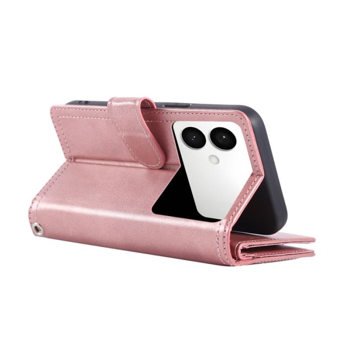 OEM - ABEEL Samsung Galaxy S26 Edge Plånboksfodral Äkta Läder Magnetiskt - Roséguld