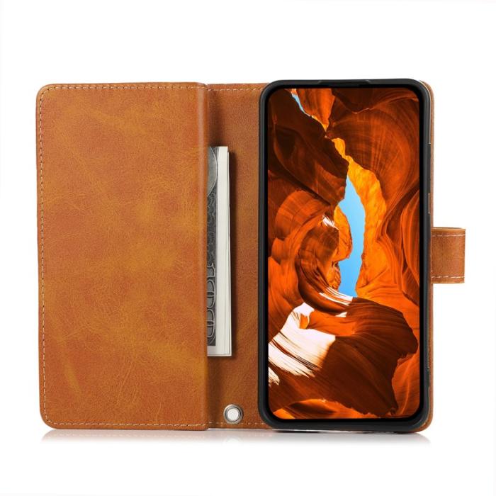 OEM - ABEEL Samsung Galaxy S26 Edge Plånboksfodral Äkta Läder Magnetiskt Skydd - Brun