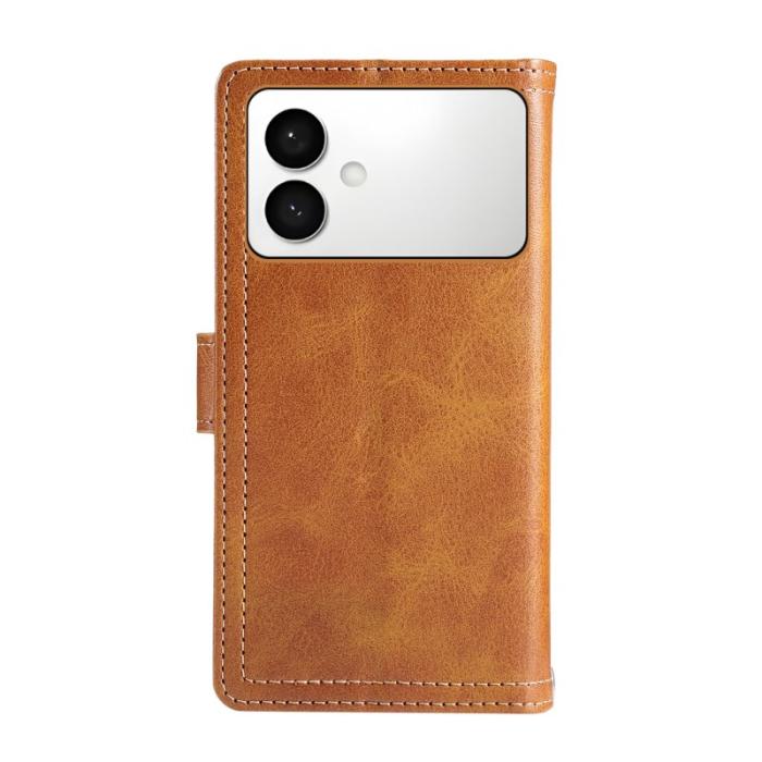 OEM - ABEEL Samsung Galaxy S26 Edge Plånboksfodral Äkta Läder Magnetiskt Skydd - Brun