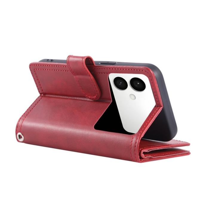 OEM - ABEEL Samsung Galaxy S26 Edge Plånboksfodral Äkta Läder Magnetiskt Skydd - Röd