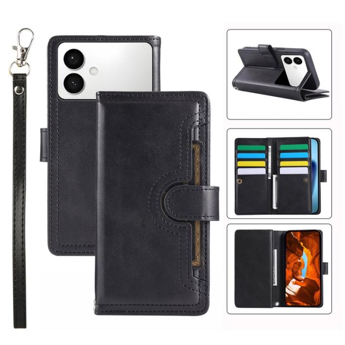 OEM - ABEEL Samsung Galaxy S26 Edge Plånboksfodral Äkta Läder Magnetiskt - Svart