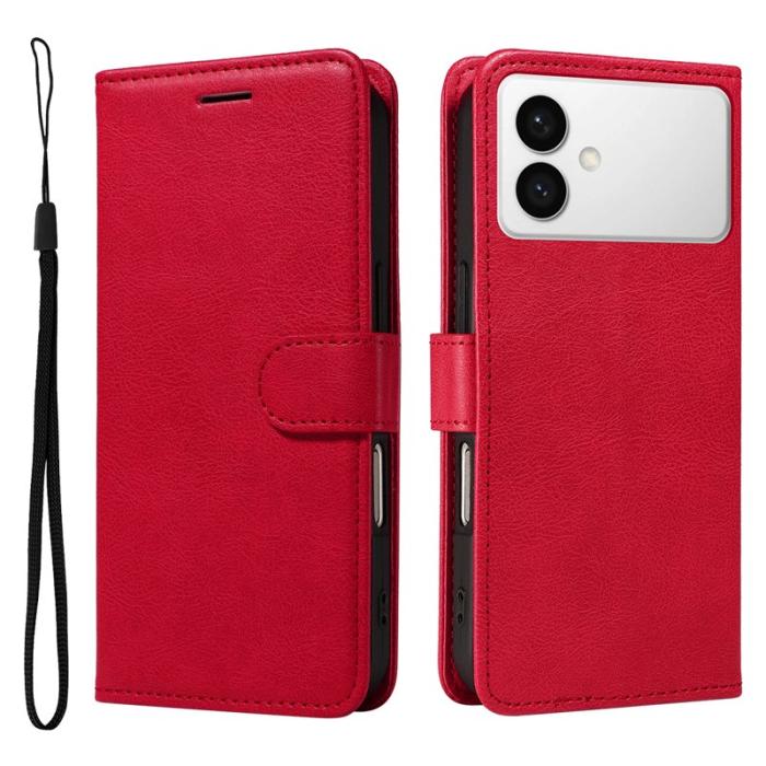 OEM - ABEEL Samsung Galaxy S26 Edge Plånboksfodral Konstläder - Röd