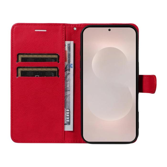 OEM - ABEEL Samsung Galaxy S26 Edge Plånboksfodral Konstläder - Röd