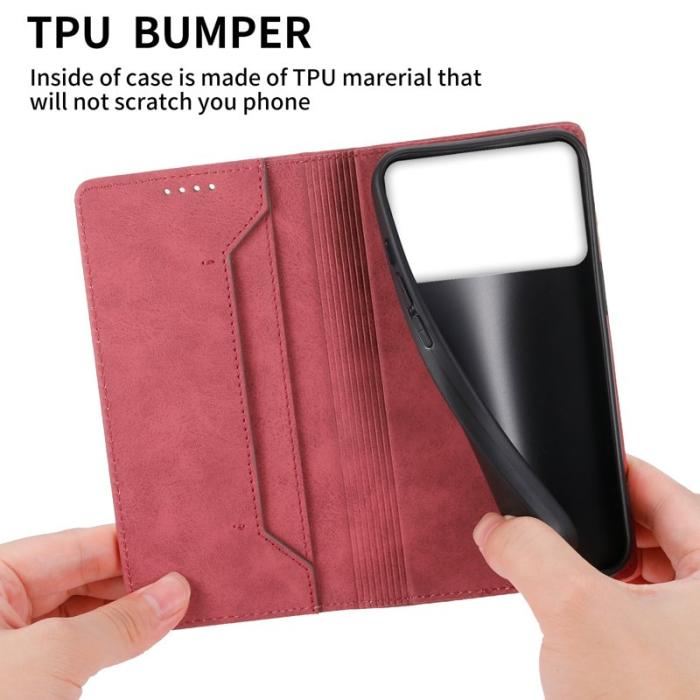 OEM - ABEEL Samsung Galaxy S26 Edge Plånboksfodral RFID Skydd Konstläder - Röd