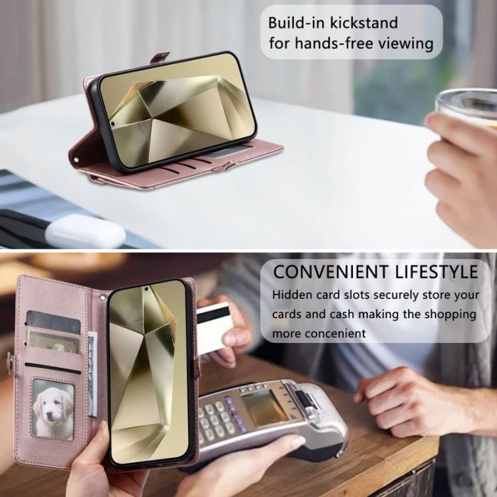 OEM - ABEEL Samsung Galaxy S26 Plus Plånboksfodral Konstläder Ställ - Roséguld