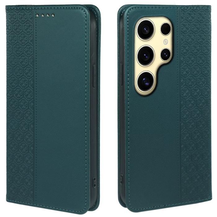 OEM - ABEEL Samsung Galaxy S26 Ultra Fodral Äkta Läder Flip - Grön