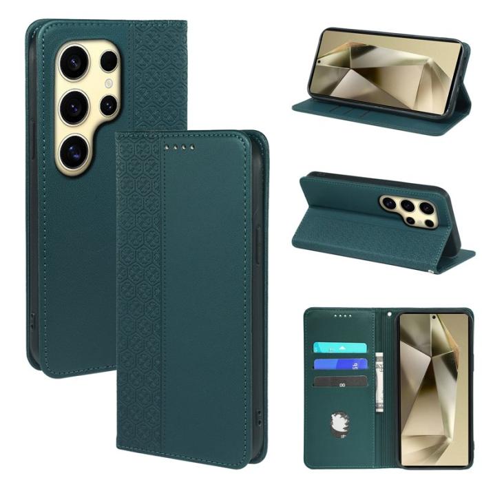 OEM - ABEEL Samsung Galaxy S26 Ultra Fodral Äkta Läder Flip - Grön