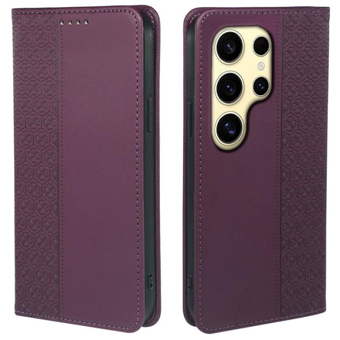 OEM - ABEEL Samsung Galaxy S26 Ultra Fodral Äkta Läder - Mörklila