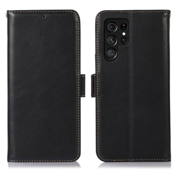 OEM - ABEEL Samsung Galaxy S26 Ultra Fodral Äkta Läder RFID Skydd - Svart