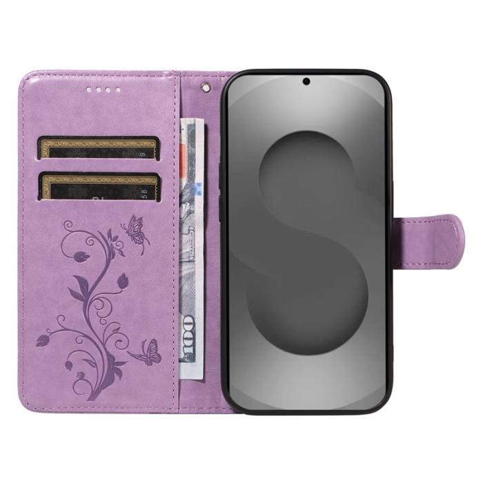 OEM - ABEEL Samsung Galaxy S26 Ultra Fodral Konstläder Blommönster - Ljuslila