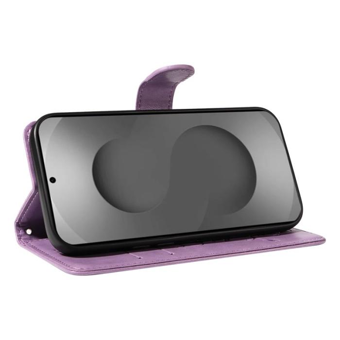 OEM - ABEEL Samsung Galaxy S26 Ultra Fodral Konstläder Blommönster - Ljuslila