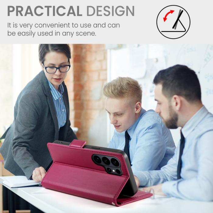 OEM - ABEEL Samsung Galaxy S26 Ultra Fodral PU Läder - Vinröd