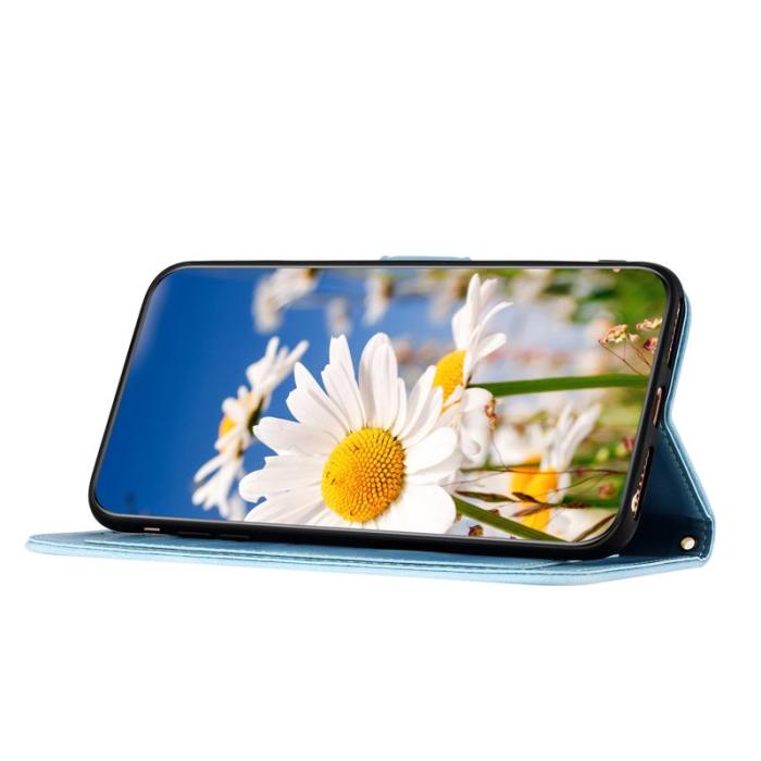 OEM - ABEEL Samsung Galaxy S26 Ultra Mobilskal Konstläder Blommönster - Blå