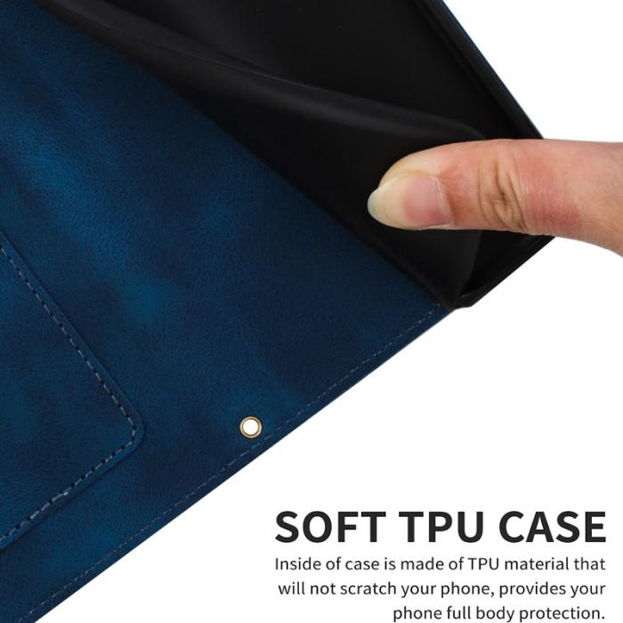 OEM - ABEEL Samsung Galaxy S26 Ultra Mobilskal Konstläder Blommönster - Blå