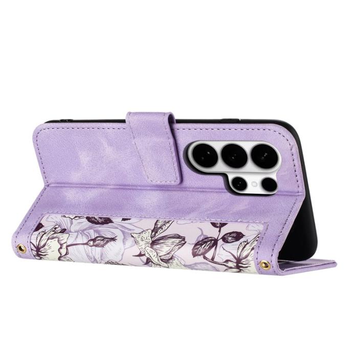 OEM - ABEEL Samsung Galaxy S26 Ultra Mobilskal PU Läder Blommönster - Lila