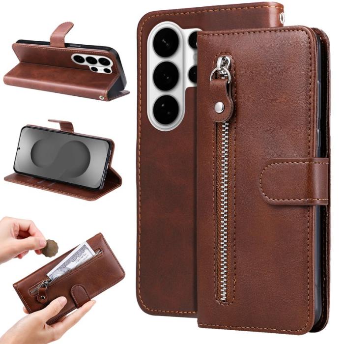 OEM - ABEEL Samsung Galaxy S26 Ultra Mobilskal KonstLäder Med Fickor - Brun