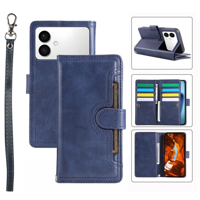 OEM - ABEEL Samsung Galaxy S26 Edge Plånboksfodral Äkta Läder Magnetiskt Skydd - Blå