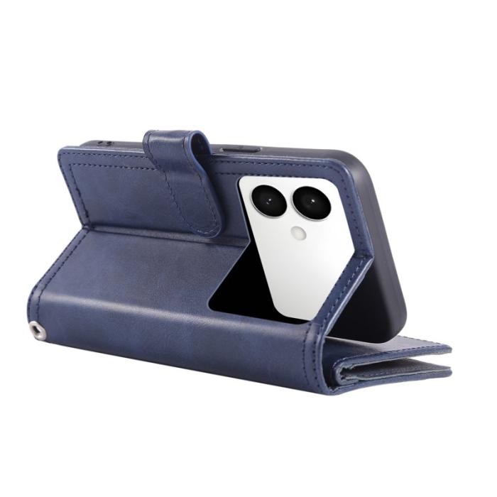 OEM - ABEEL Samsung Galaxy S26 Edge Plånboksfodral Äkta Läder Magnetiskt Skydd - Blå