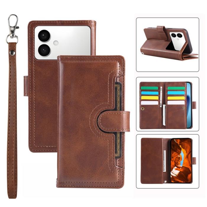 OEM - ABEEL Samsung Galaxy S26 Edge Plånboksfodral Äkta Läder Magnetiskt Skydd - Brun